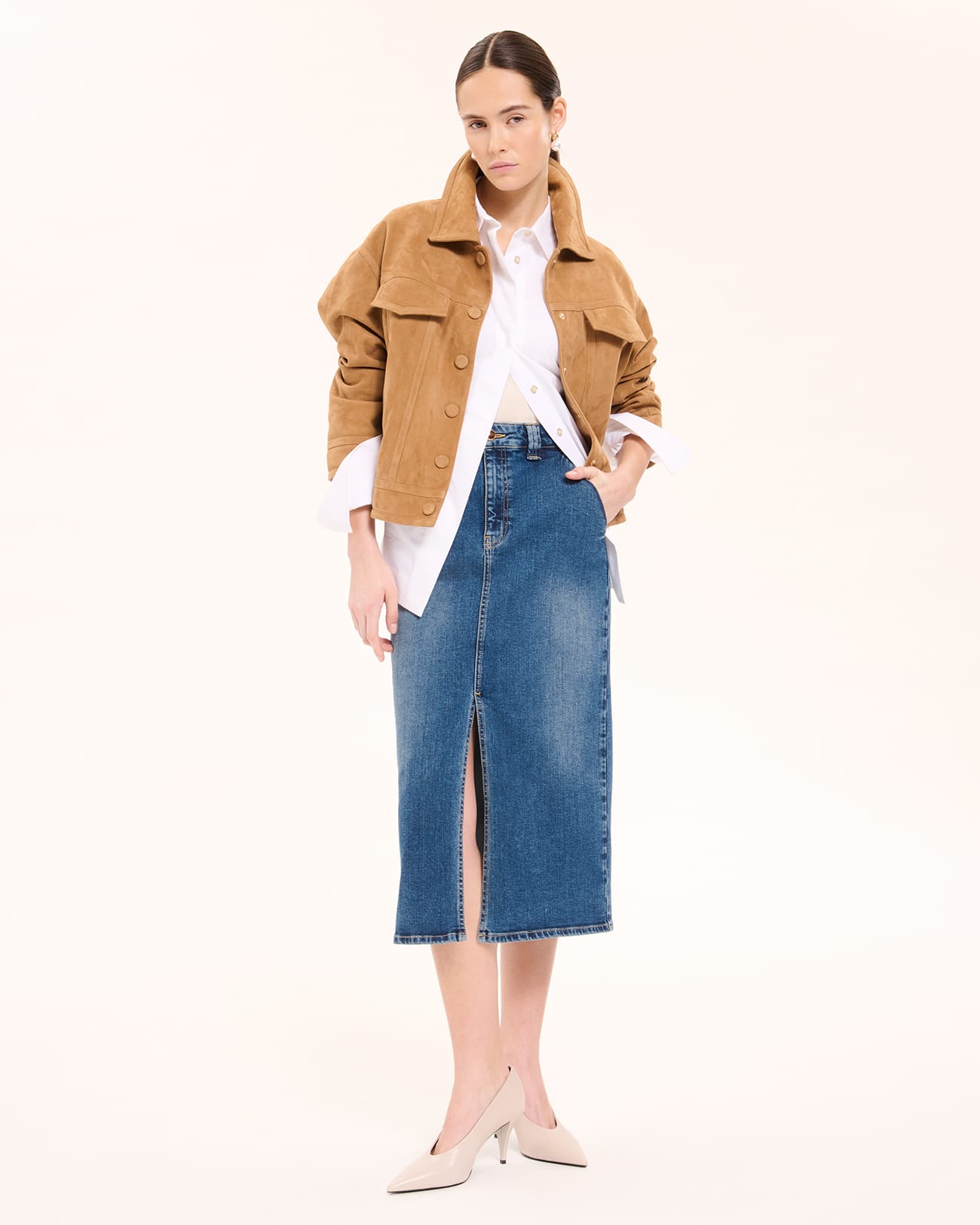 Monge coat Beige suede coat ZAPA
