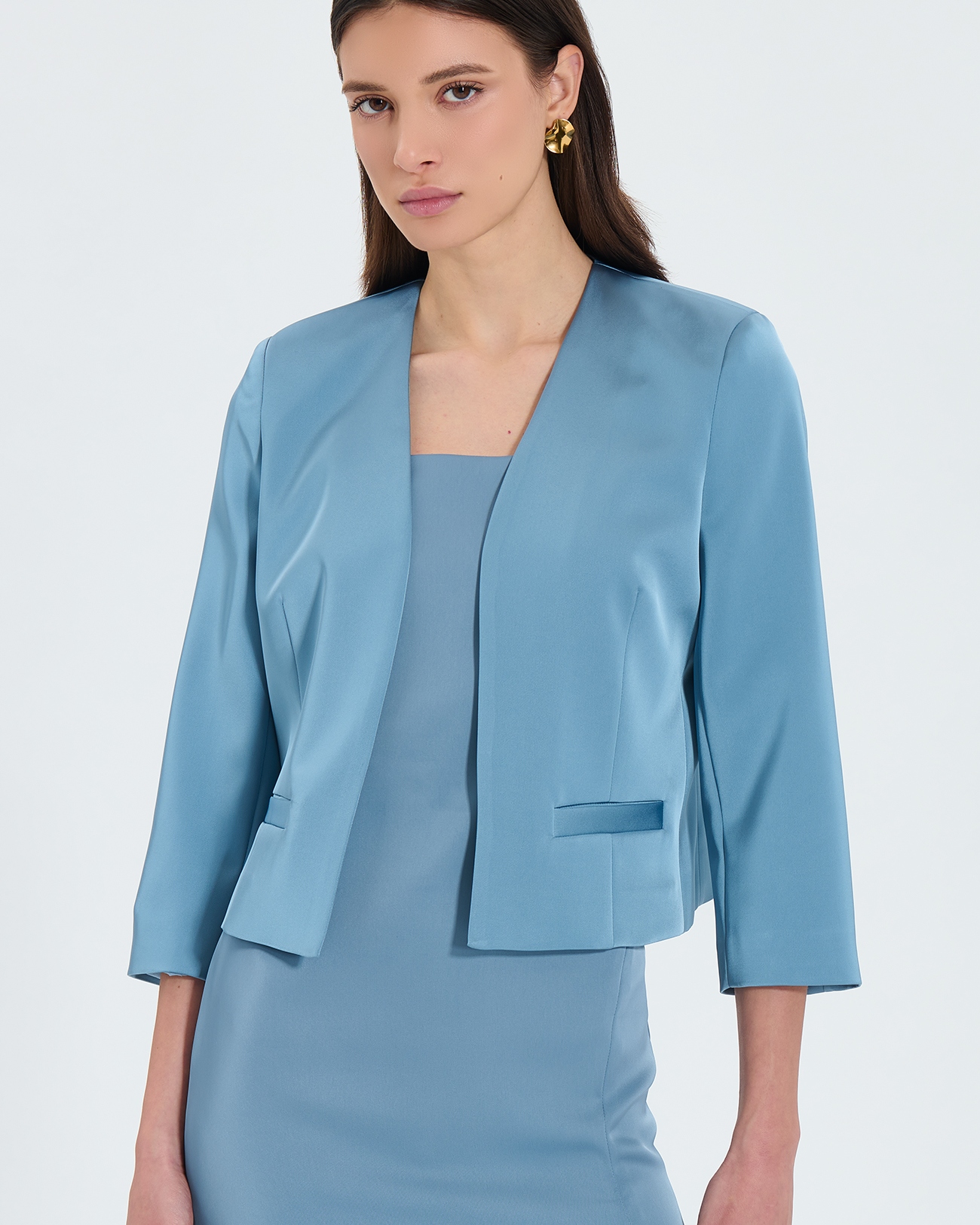 Vickio jacket Short blue satin jacket ZAPA