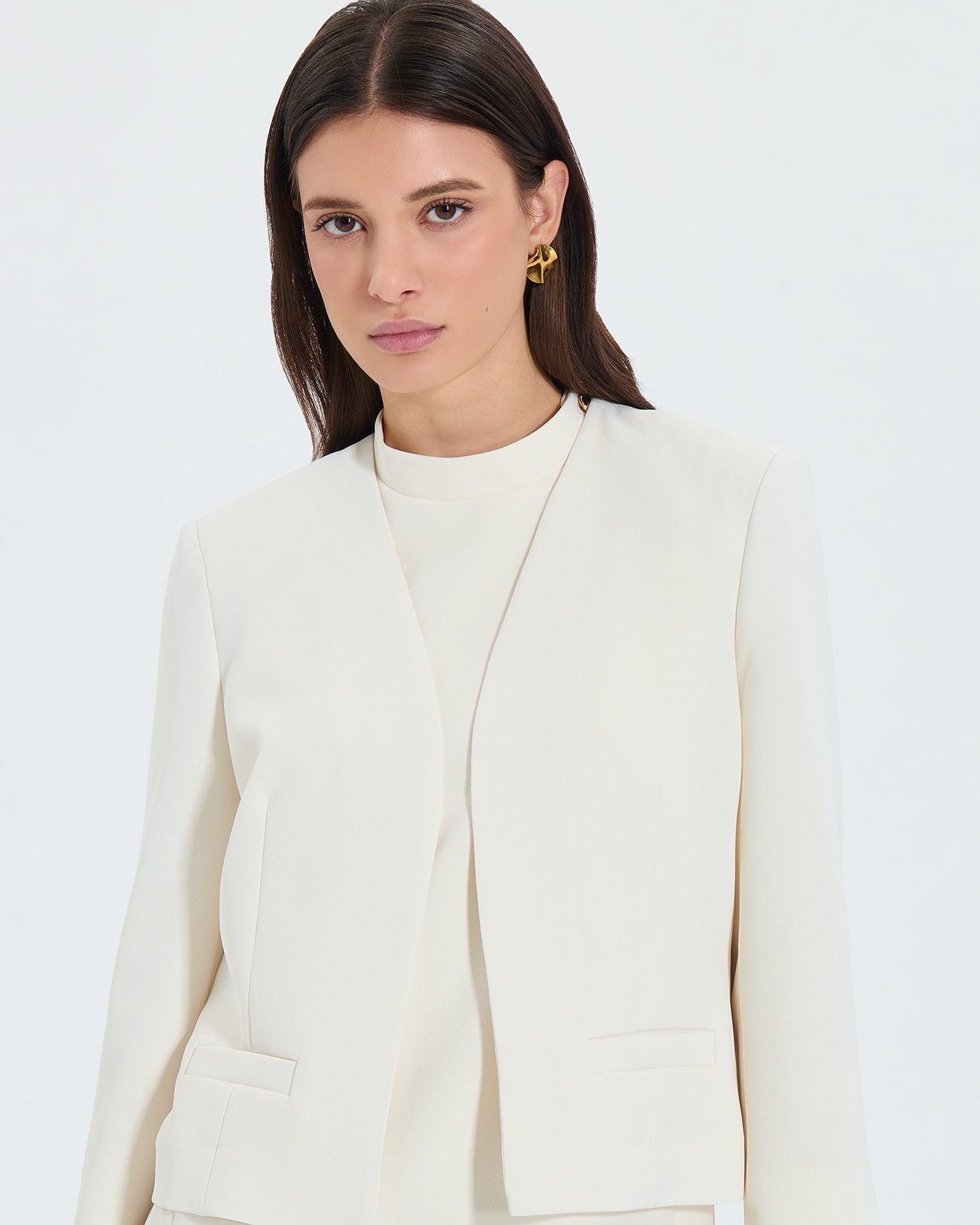 Vickio jacket Short ecru crepe jacket ZAPA