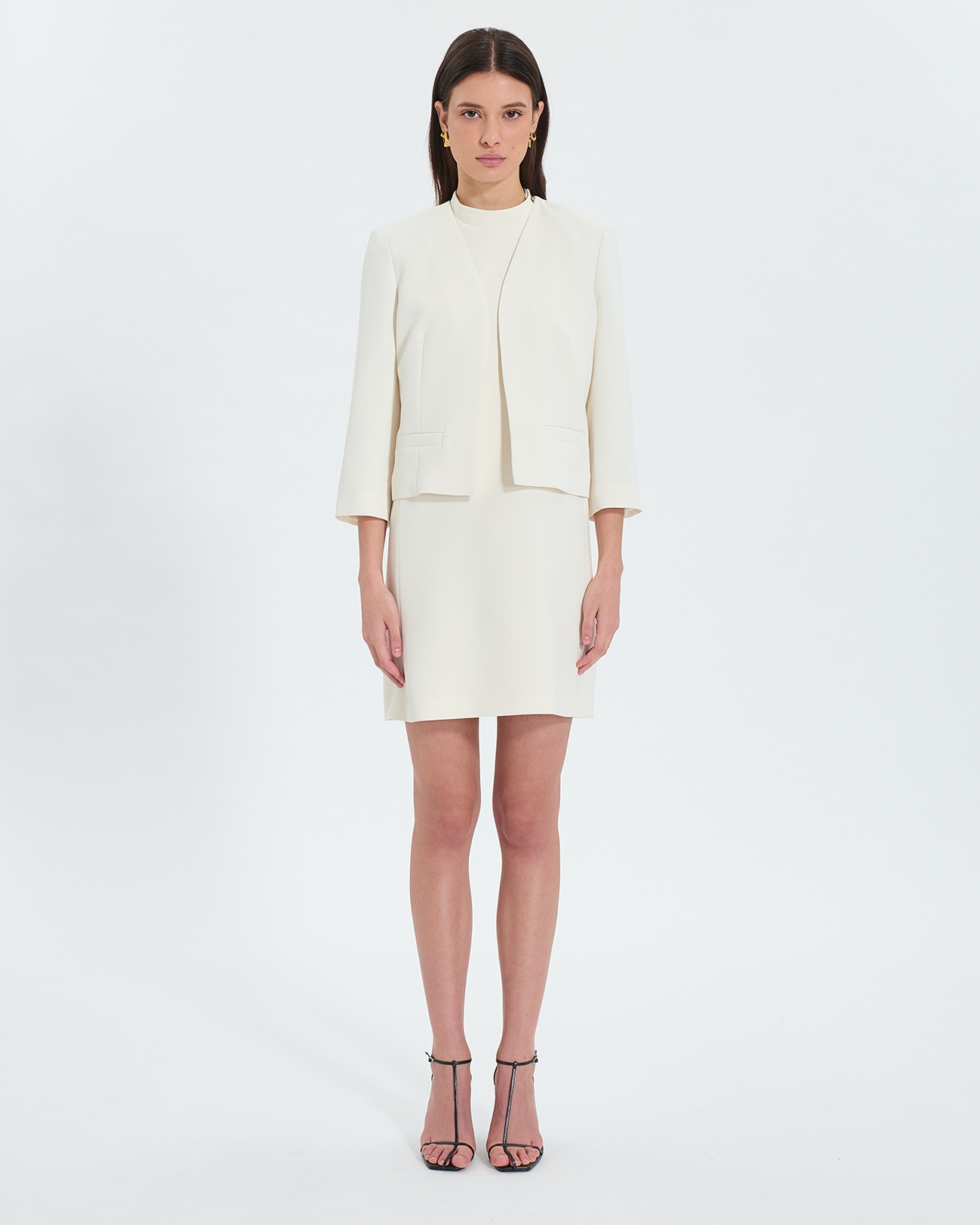 Vickio jacket Short ecru crepe jacket ZAPA