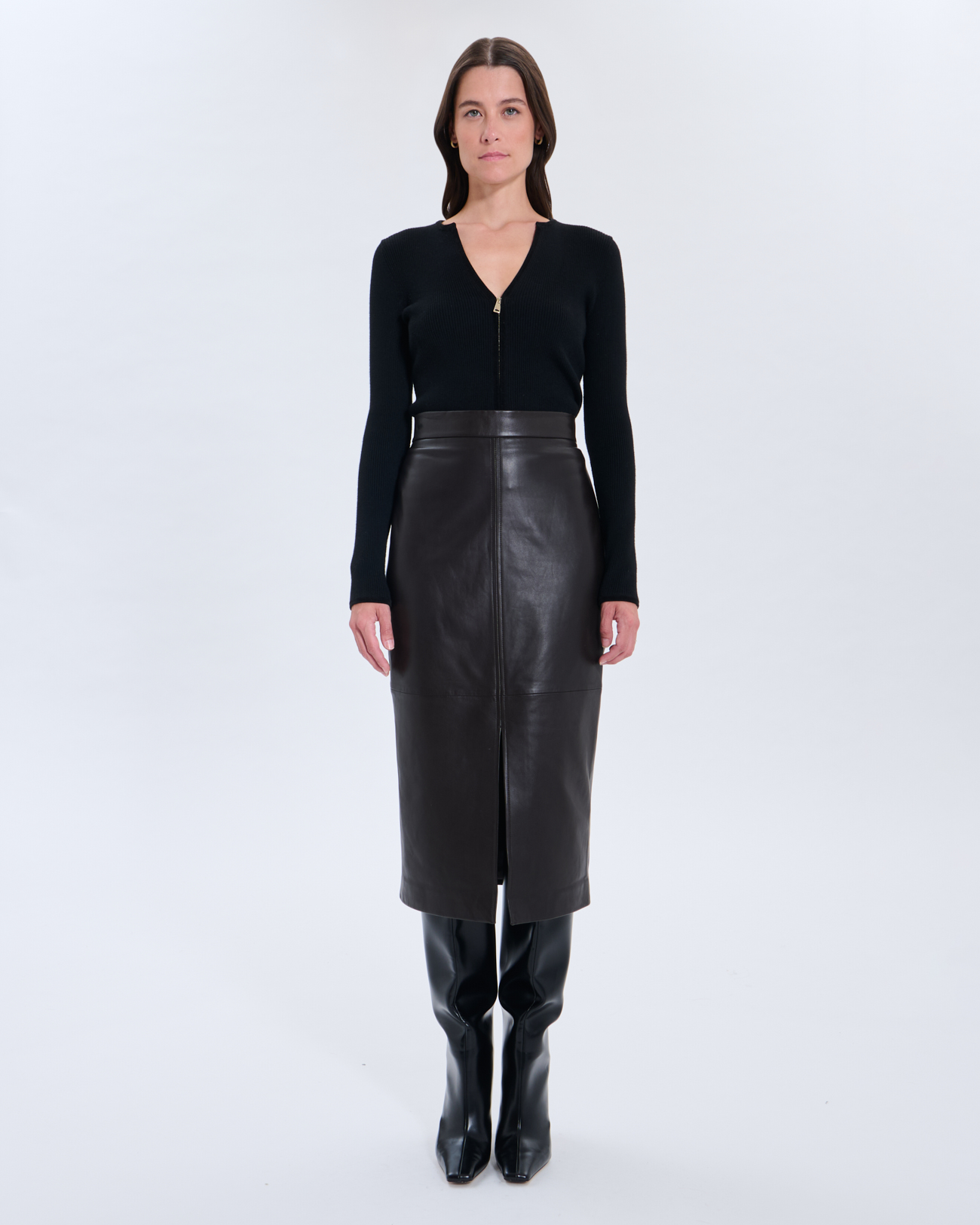Jala Skirt Jala Chocolate Leather Skirt ZAPA