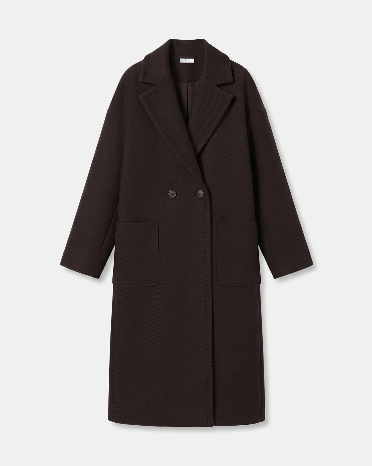 Miranda Coat Long coat in chocolate wool blend ZAPA