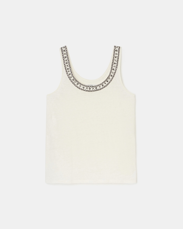 Top Tada Ecru linen tank top ZAPA