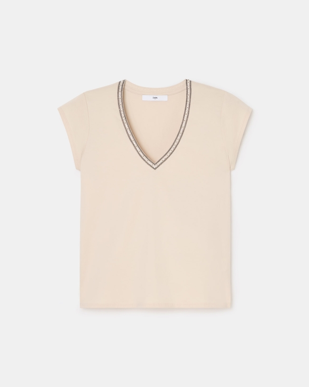 Tulipe Top Nude V-neck t-shirt ZAPA