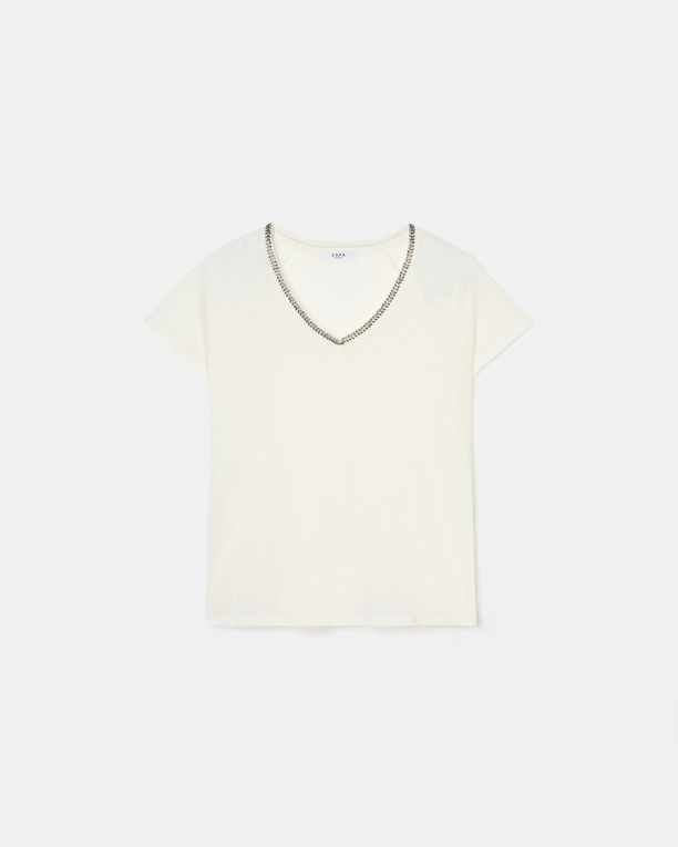 Top Tressie Tobacco linen T-shirt ZAPA