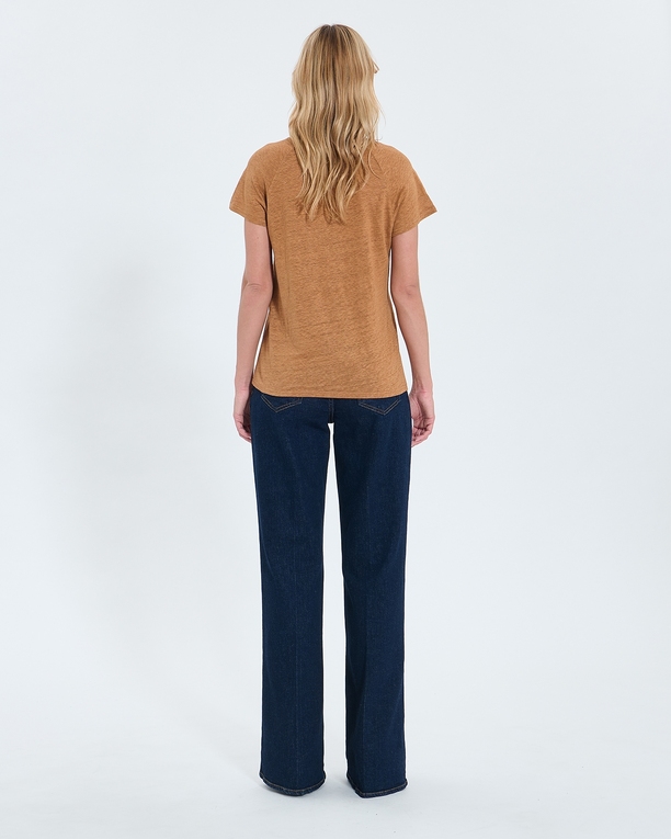 Top Tressie Tobacco linen T-shirt ZAPA