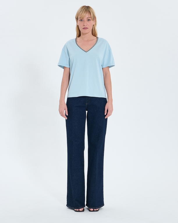 Top Taylor Fitted sky blue cotton T-shirt ZAPA