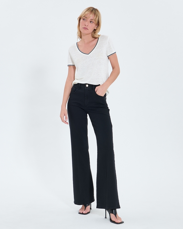 Top Tasmila Ecru linen T-shirt ZAPA