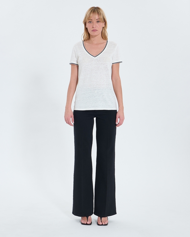 Top Tasmila Ecru linen T-shirt ZAPA