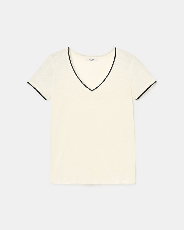 Top Tasmila Ecru linen T-shirt ZAPA