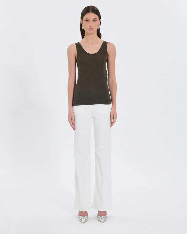 Top Nara Glittery khaki tank top ZAPA