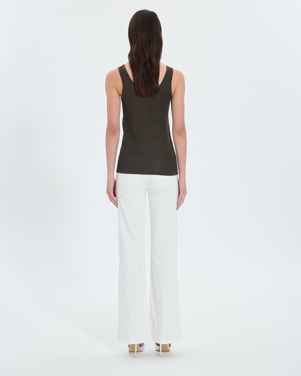 Top Nara Glittery khaki tank top ZAPA