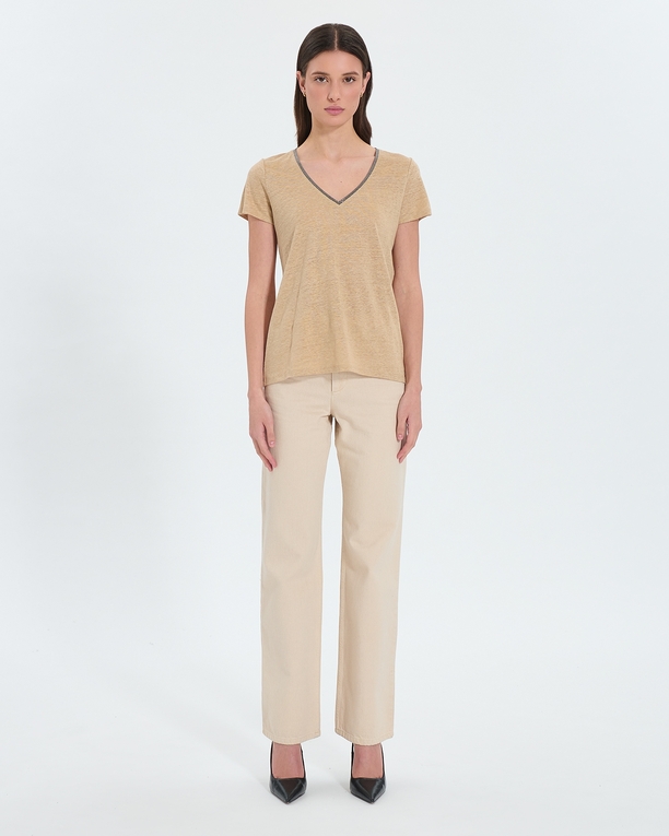 Top Tasmanie Beige jersey top ZAPA
