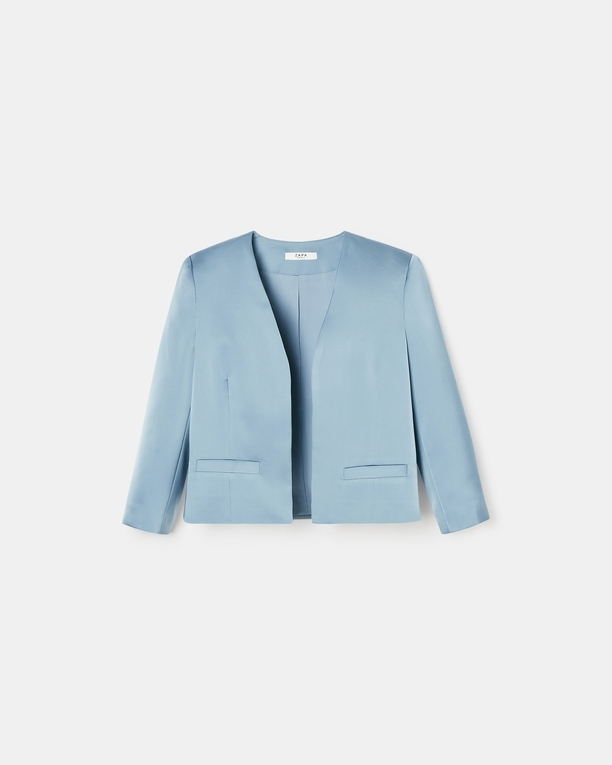 Vickio jacket Short blue satin jacket ZAPA