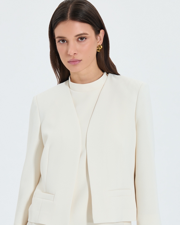 Vickio jacket Short ecru crepe jacket ZAPA