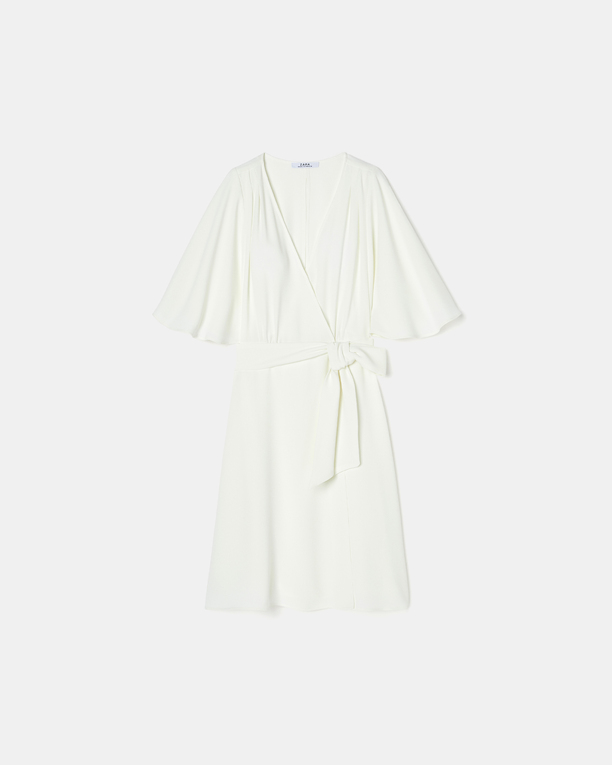 Russel dress Ecru crepe wrap dress ZAPA