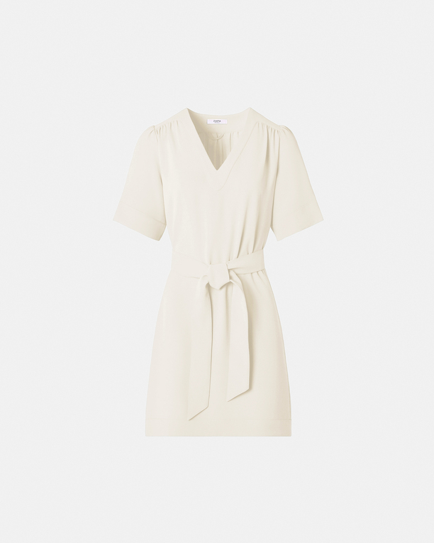 Retie Dress Fitted dress in ecru crepe ZAPA