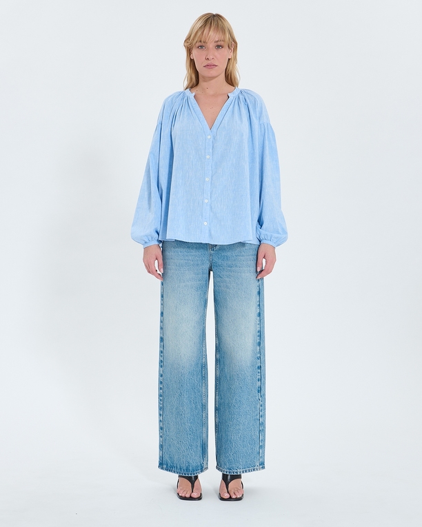 Coralia shirt Flowing sky blue cotton shirt ZAPA