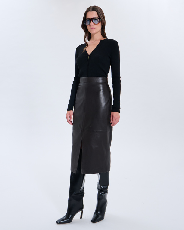 Jala Skirt Jala Chocolate Leather Skirt ZAPA