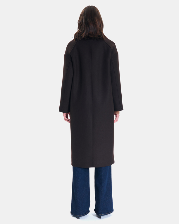Miranda Coat Long coat in chocolate wool blend ZAPA