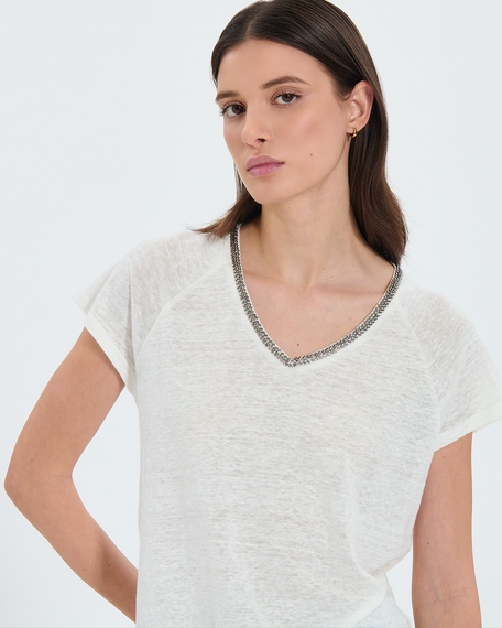Top tressie tobacco linen t-shirt zapa