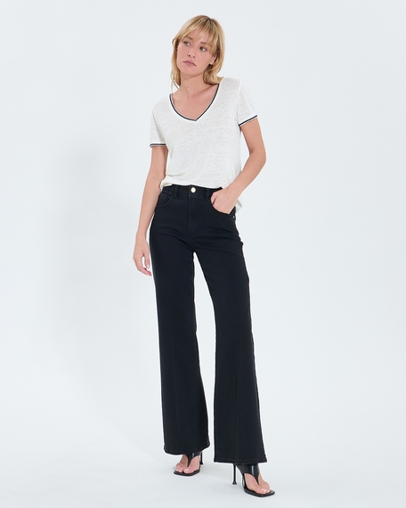 Top tasmila ecru linen t-shirt zapa