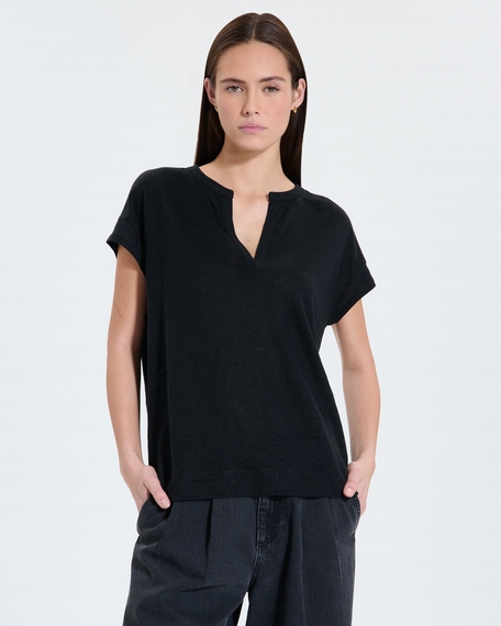Thebes jersey top black linen top zapa