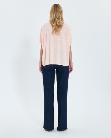 Top Timmy Nude linen V-neck T-shirt ZAPA