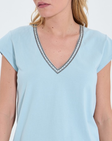 Tulipe Top Sky blue V-neck T-shirt ZAPA