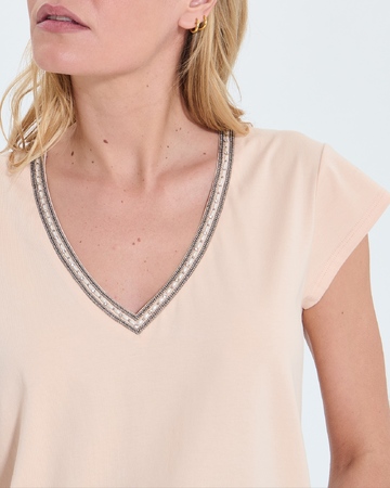 Tulipe Top Nude V-neck t-shirt ZAPA