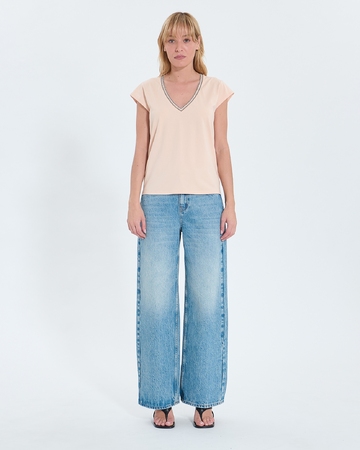 Tulipe Top Nude V-neck t-shirt ZAPA