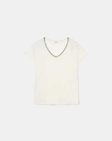 Top Tressie Tobacco linen T-shirt ZAPA