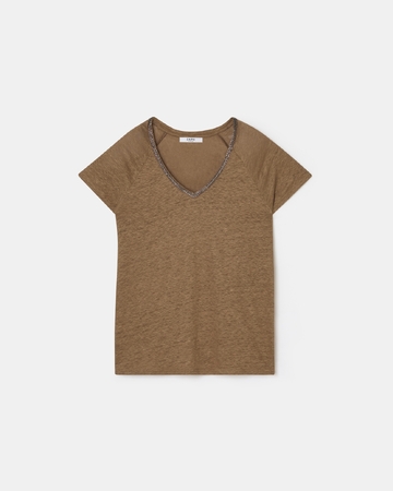 Top Tressie Tobacco linen T-shirt ZAPA