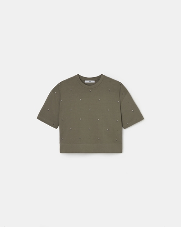 Top Totora Khaki embellished T-shirt ZAPA