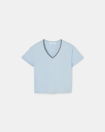 Top Taylor Fitted sky blue cotton T-shirt ZAPA