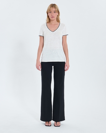 Top Tasmila Ecru linen T-shirt ZAPA