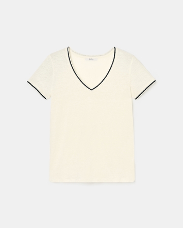 Top Tasmila Ecru linen T-shirt ZAPA