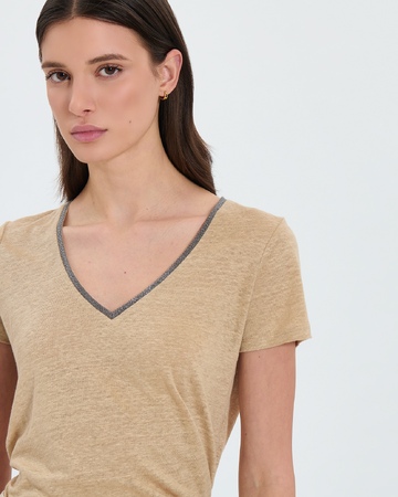 Top Tasmanie Beige jersey top ZAPA