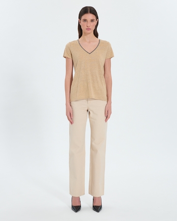 Top Tasmanie Beige jersey top ZAPA