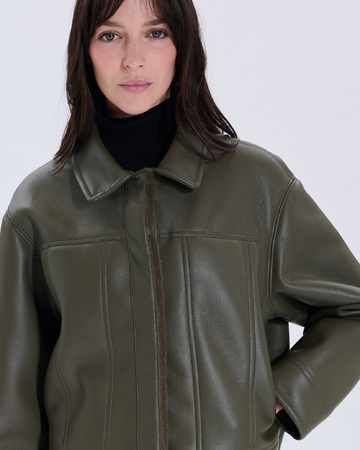 Monge jacket Short khaki faux fur jacket ZAPA