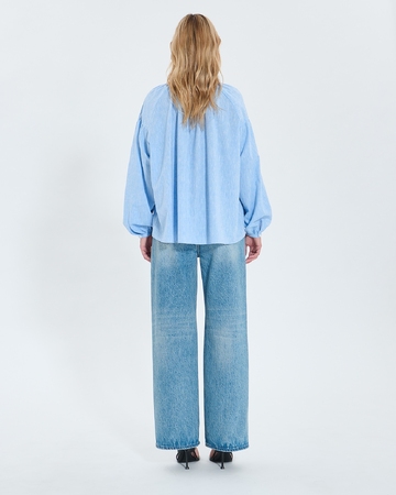 Coralia shirt Flowing sky blue cotton shirt ZAPA