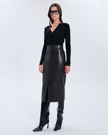 Jala Skirt Jala Chocolate Leather Skirt ZAPA