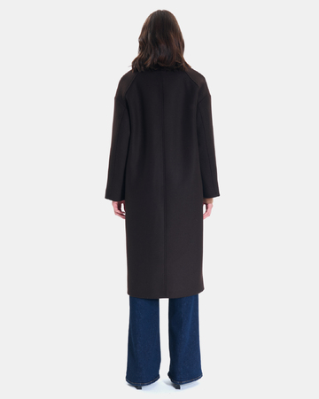 Miranda Coat Long coat in chocolate wool blend ZAPA