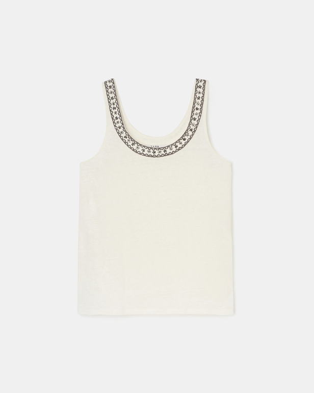 Top Tada Ecru linen tank top ZAPA
