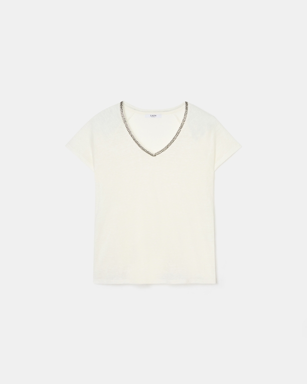 Top Tressie Tobacco linen T-shirt ZAPA