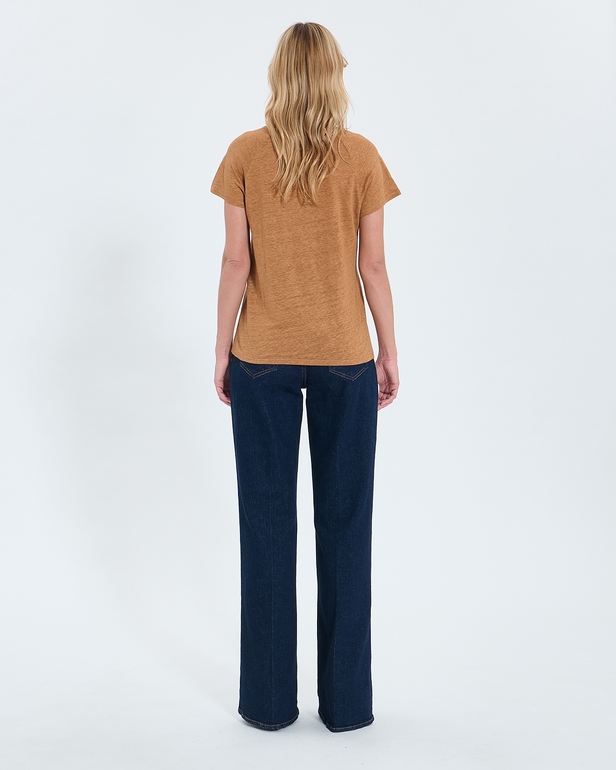 Top Tressie Tobacco linen T-shirt ZAPA