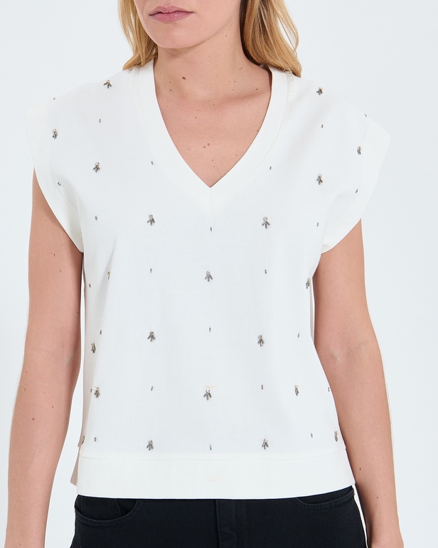 Top Trisha Ecru sleeveless top ZAPA