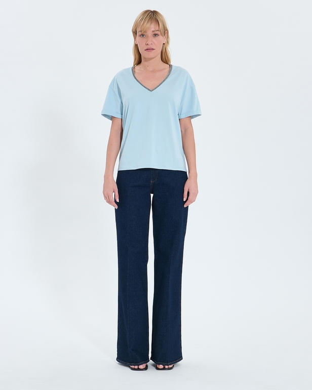 Top Taylor Fitted sky blue cotton T-shirt ZAPA