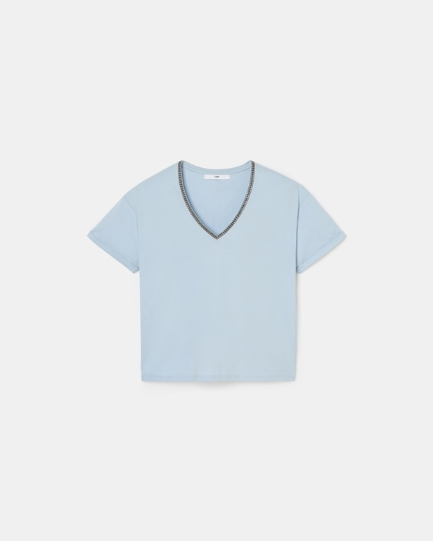 Top Taylor Fitted sky blue cotton T-shirt ZAPA