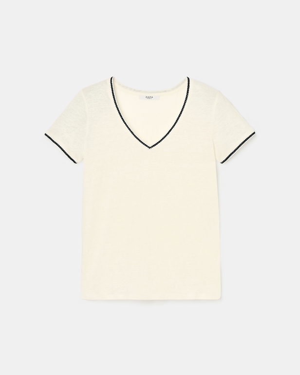 Top Tasmila Ecru linen T-shirt ZAPA